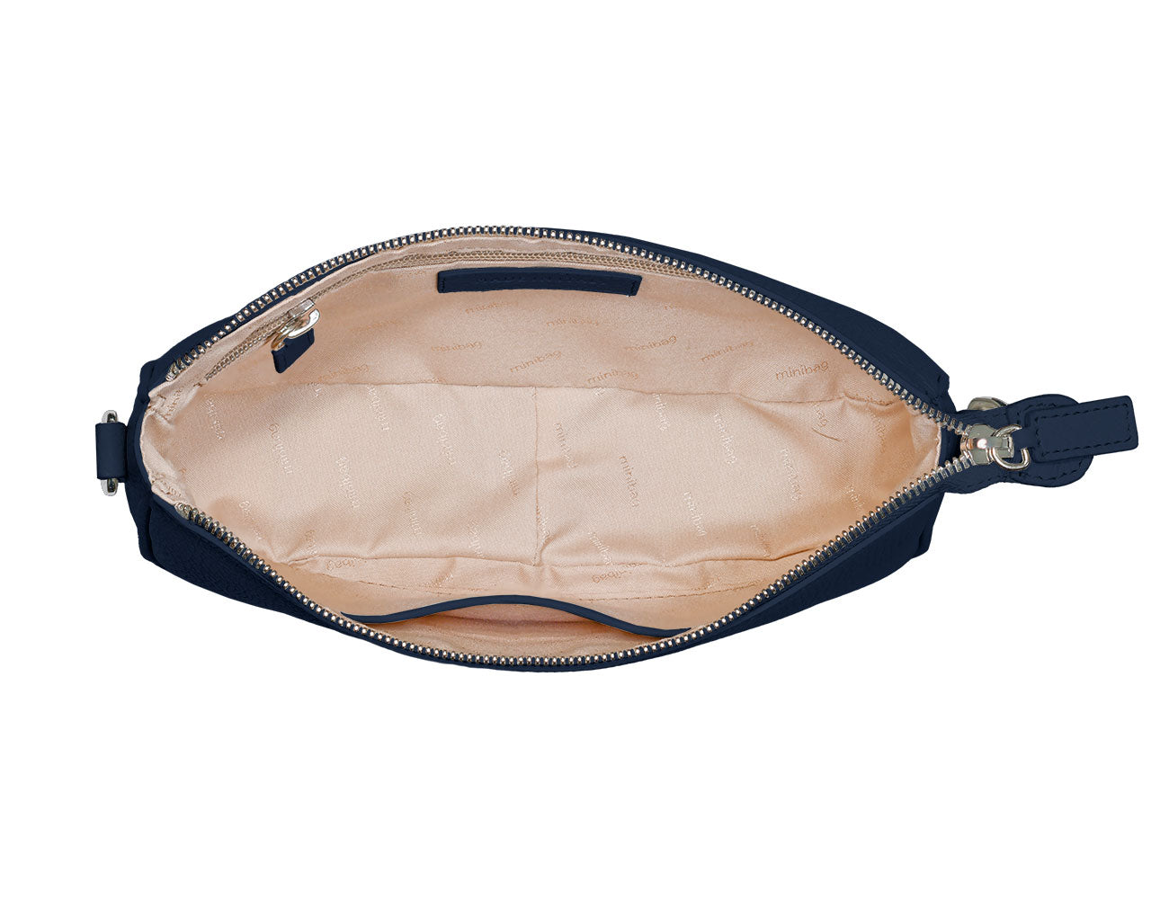 minibag Ledertasche Clutch Kate in der Farbe navy innenleben