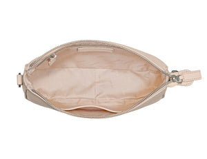 minibag Ledertasche Clutch Kate in der Farbe nude innenleben