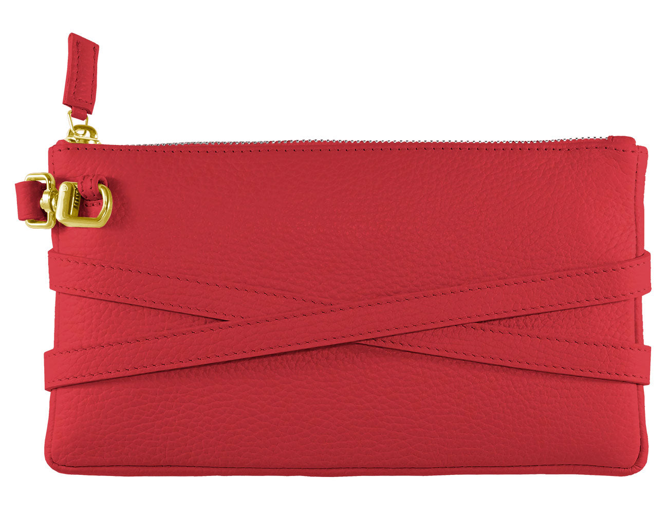minibag red Edition GOLD, Ledertasche rot, Clutch rot, Rückseite minibag, Geldtasche zum Umhängen