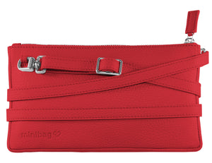 minibag red, Ledertasche rot, Clutch rot, Geldbörse rot, Geldbörse zum Umhängen, Vorderseite minibag  Edit alt text