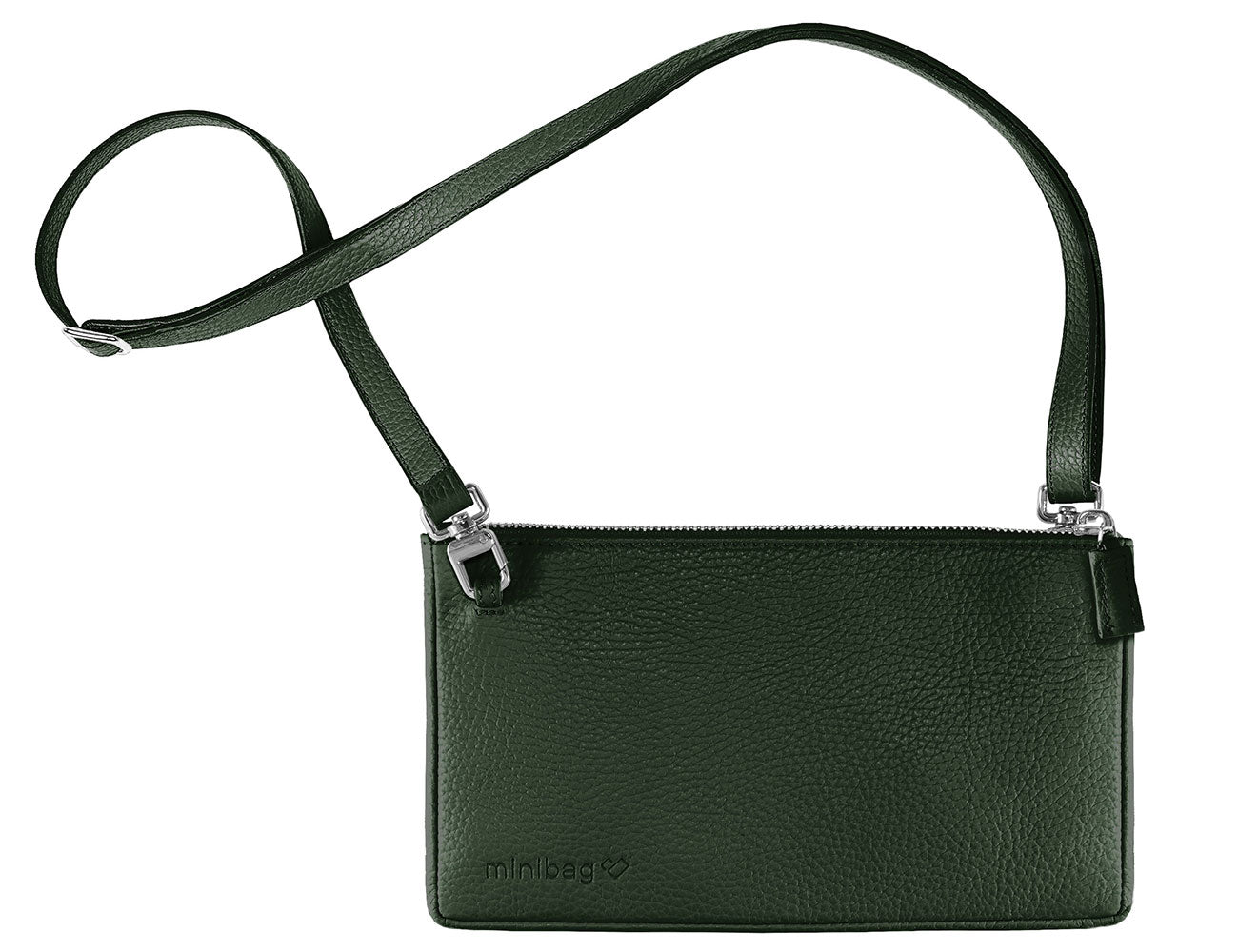 minibag forest, minibag dunkelgrün, dunkelgrüne Ledertasche, Geldtasche zum Umhängen, minibag